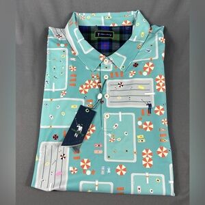 William Murray Golf Shirt Polo Fish Outta Water 3XL Blue Polyester Spandex